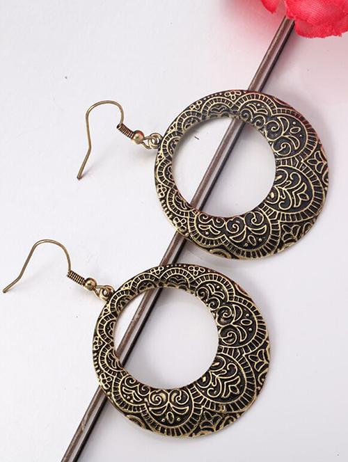 gold metal drop earrings - 15041283 - Very Small Image - 1