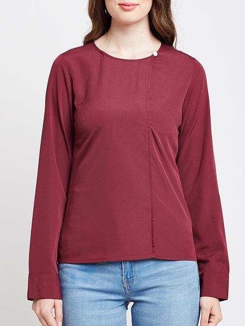 maroon solid wrap top - 15041818 - Very Small Image - 1