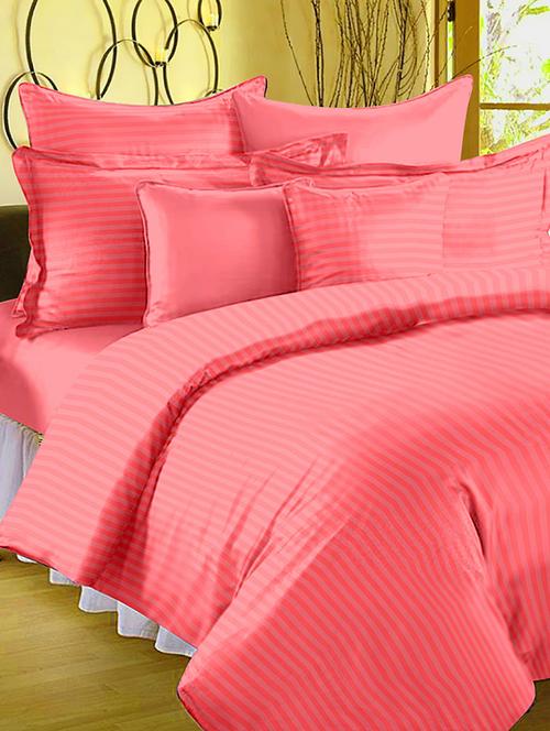 self striped single bedsheet with 2 pillow covers - 15042522 - Very Small Image - 1