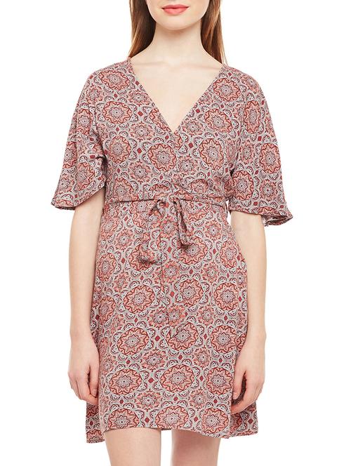 red printed belted dress - 15042584 - Very Small Image - 1
