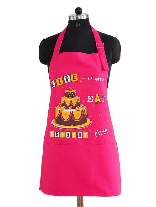 pink and yellow colour printed cotton apron - 15043222 - Very Small Image - 1