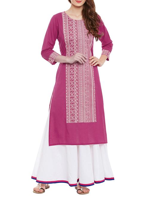 pink cotton kurta palazzo  set - 15044160 - Very Small Image - 1
