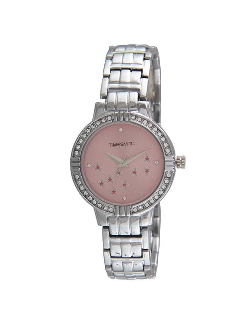timesmith analog pink dial silver stainless steel watch - 15044235 - Very Small Image - 1
