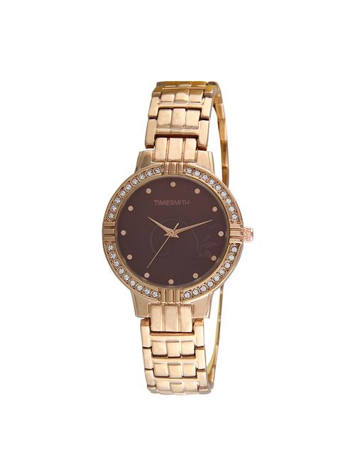 timesmith premium analog brown dial gold stainless steel case watch for women and girls tsm-161 - 15044242 - Very Small Image - 1