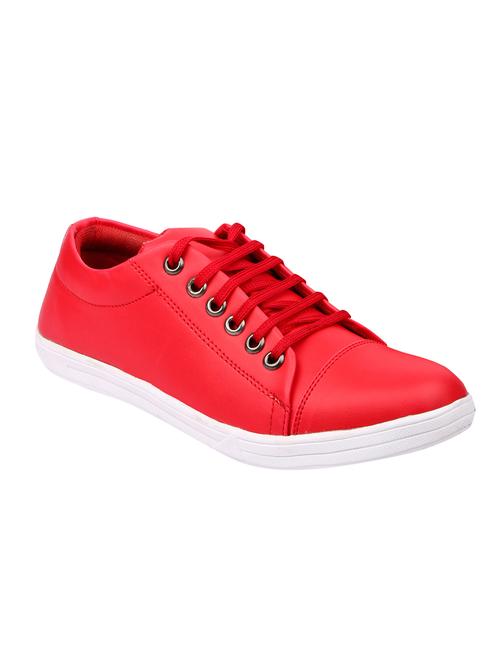 red leatherette lace up sneaker - 15046415 - Very Small Image - 1