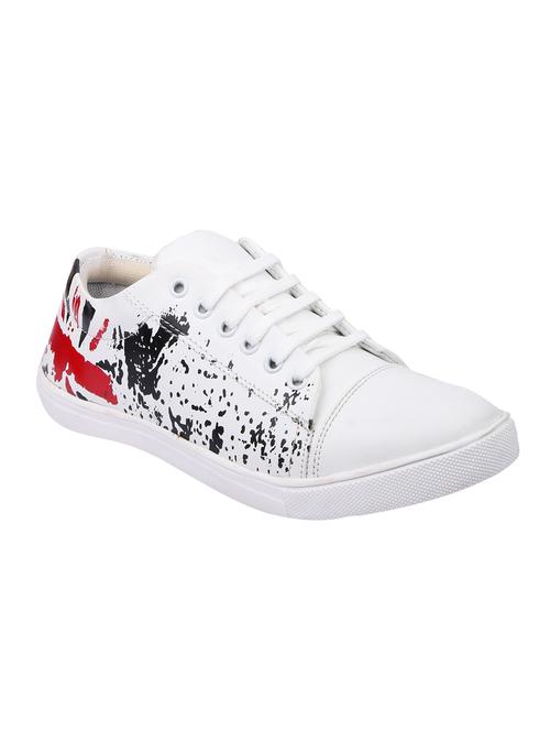 white leatherette lace up sneaker - 15046419 - Very Small Image - 1