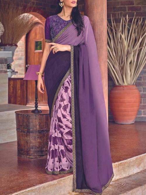 abstract half & half saree with blouse - 15046748 - Very Small Image - 1