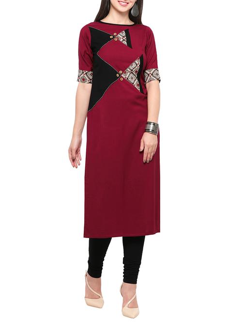 patch work straight kurta - 15046925 - Very Small Image - 1