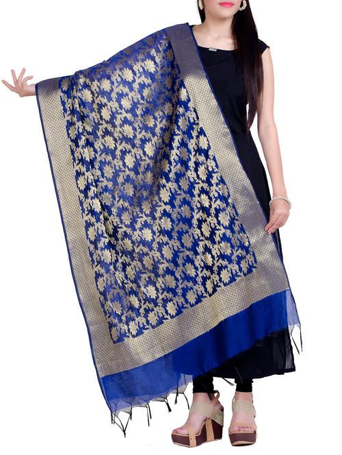 blue chanderi dupatta - 15046941 - Very Small Image - 1