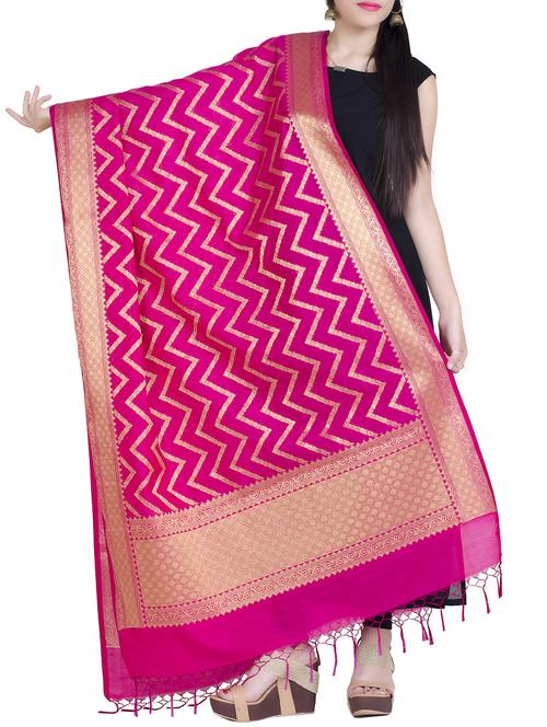 pink silk blend dupatta - 15046972 - Very Small Image - 1