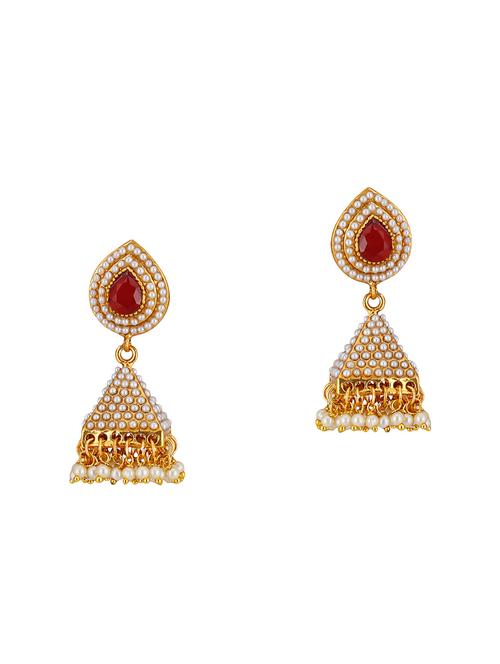 gold gold jhumka earrings - 15047177 - Very Small Image - 1
