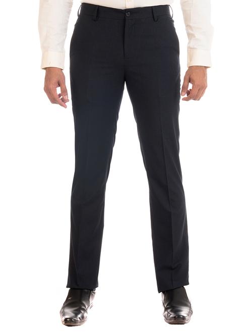 navy blue polyester flat front formal trouser - 15047437 - Very Small Image - 1