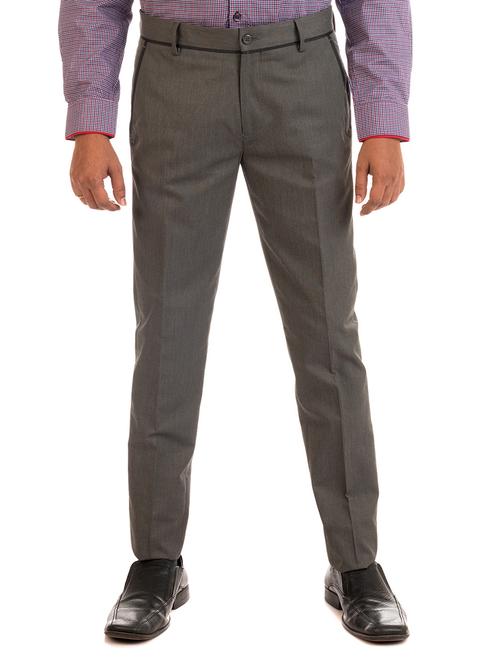 grey polyester flat front formal trouser - 15047457 - Very Small Image - 1