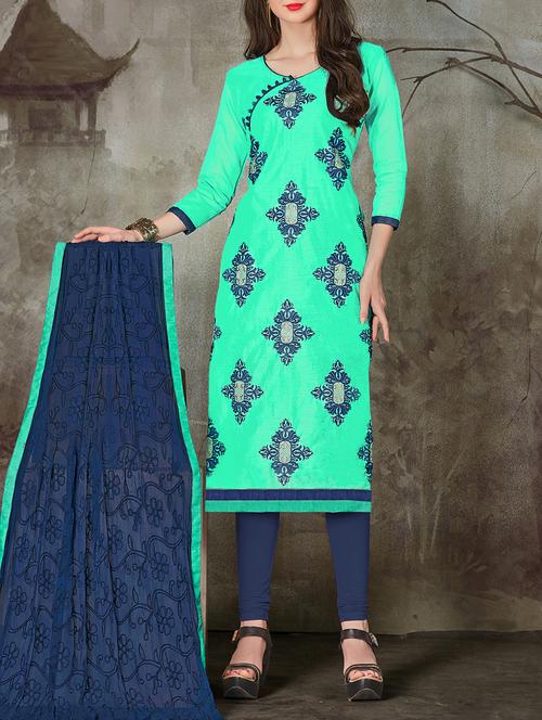embroidered unstitched churidaar suit - 15047483 - Very Small Image - 1