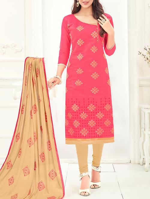 embroidered unstitched churidaar suit - 15047487 - Very Small Image - 1