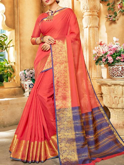 pink silk bordered saree with blouse - 15049343 - Very Small Image - 1