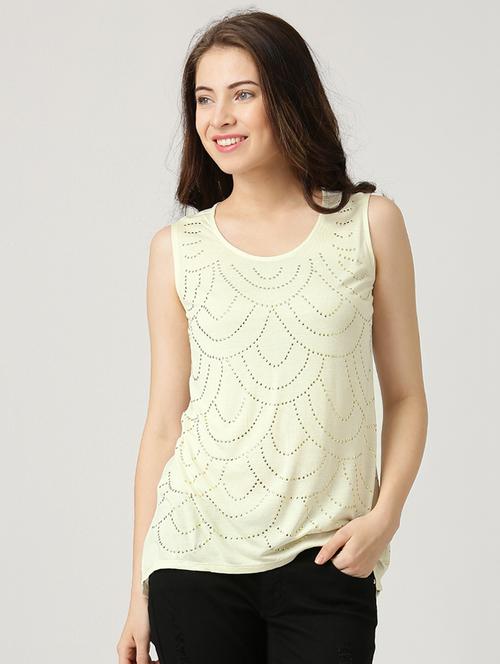 sheer back embellished asymmetric top - 15050035 - Very Small Image - 1