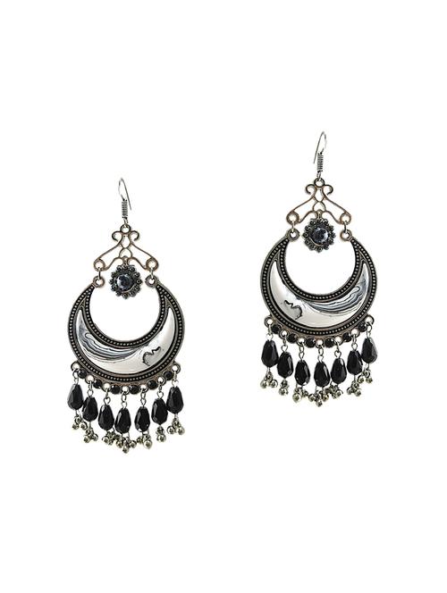black metal drop earrings - 15050511 - Very Small Image - 1