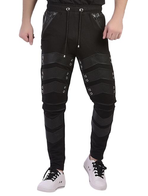 black cotton  full length track pant - 15050520 - Very Small Image - 1