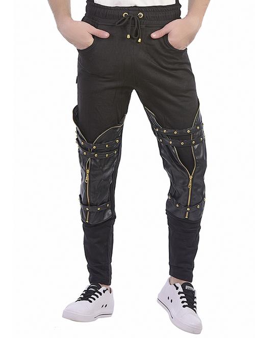 black cotton  full length track pant - 15050609 - Very Small Image - 1