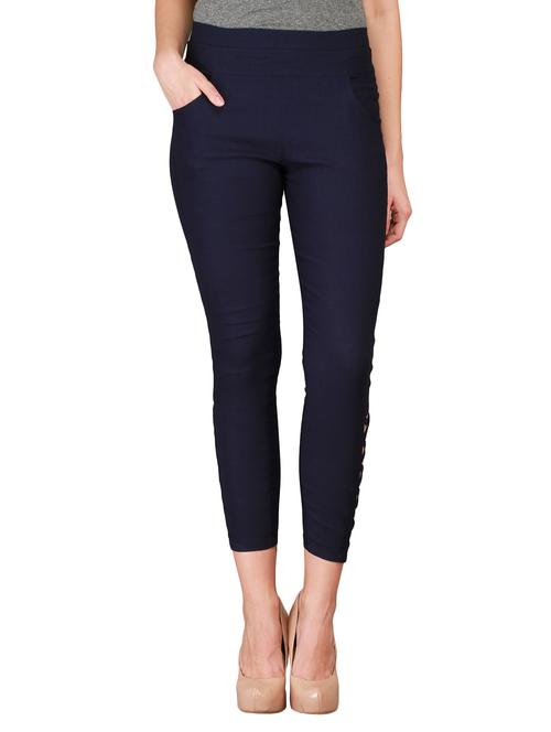 navy blue cotton lycra jegging - 15050753 - Very Small Image - 1