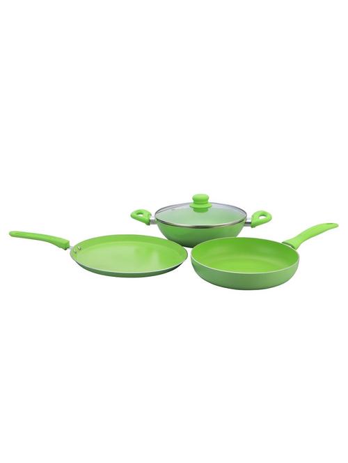 aluminium frying pan set, 3-pieces, green - 15050998 - Very Small Image - 1