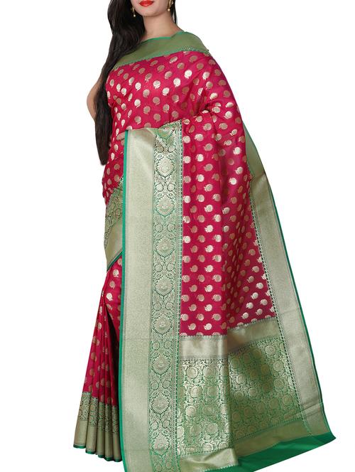 pink banarasi saree with blouse - 15051264 - Very Small Image - 1