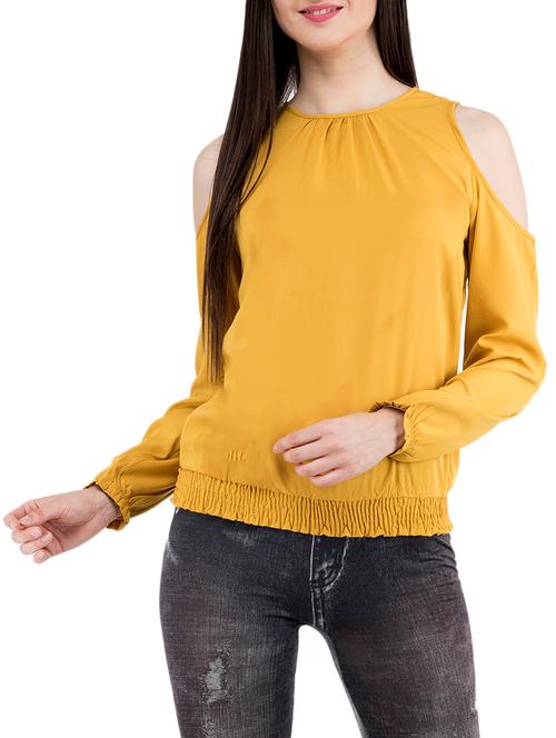 yellow solid blouson top - 15051341 - Very Small Image - 1