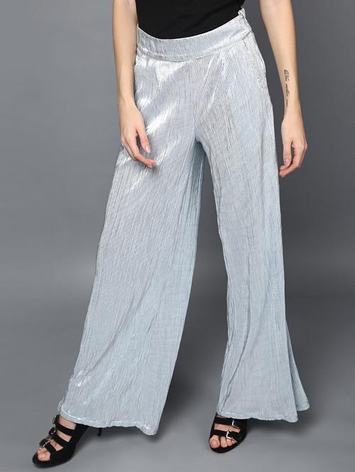 light blue polyester palazzos - 15051355 - Very Small Image - 1