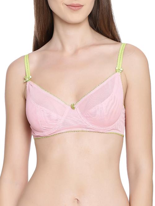 pink solid nylon push up bra - 15052052 - Very Small Image - 1
