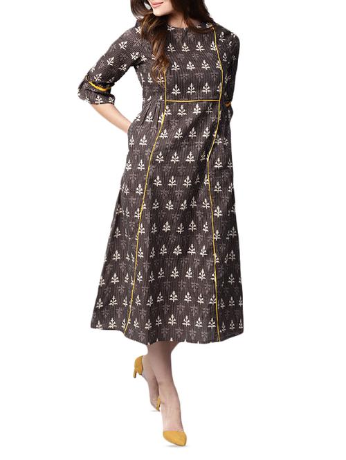 kantha stitch contrast detail a-line dress - 15052412 - Very Small Image - 1