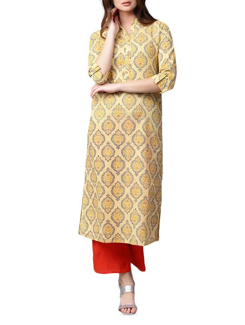 yellow cotton kurta palazzo  set - 15052647 - Very Small Image - 1