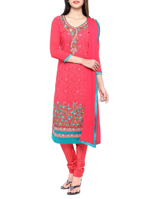 embroidered churidaar suits unstitched suit - 15052703 - Very Small Image - 1