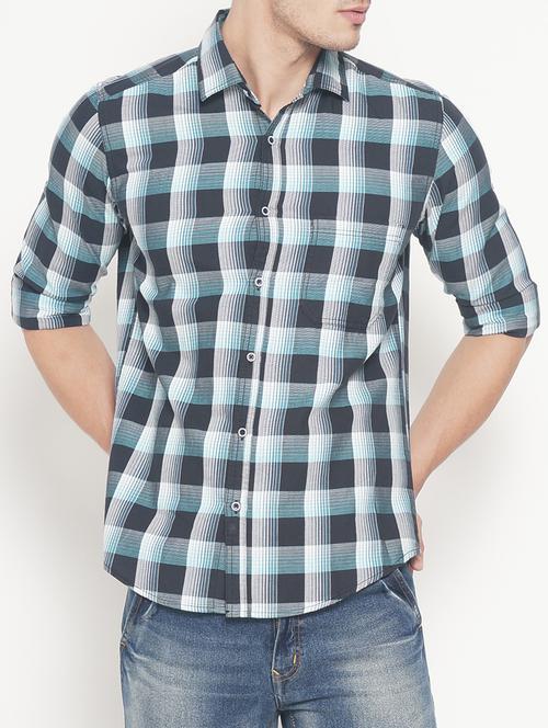 blue cotton casual shirt - 15054106 - Very Small Image - 1