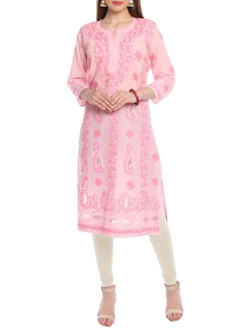 pink cotton solid kurta - 15055127 - Very Small Image - 1