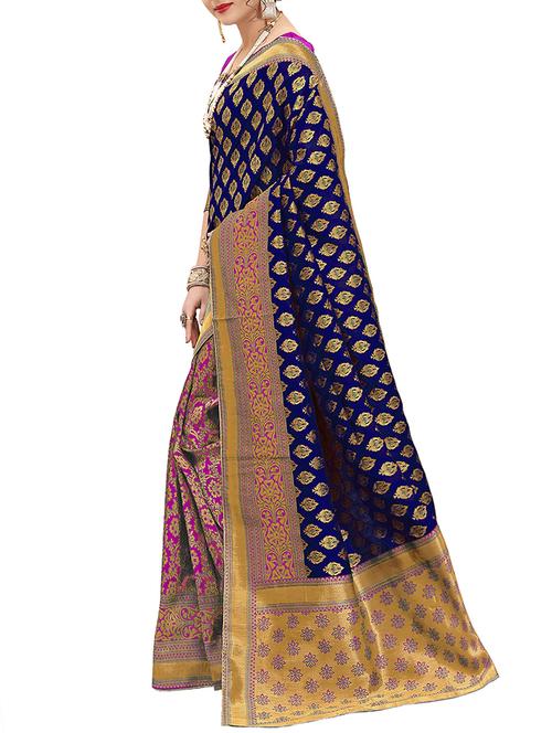blue tussar silk saree with blouse - 15055554 - Very Small Image - 1