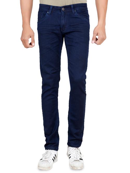 navy blue cotton plain jeans - 15058204 - Very Small Image - 1