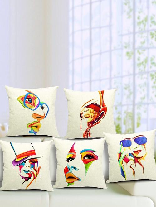 set of 5 digital printed cushion covers - 15058799 - Very Small Image - 1