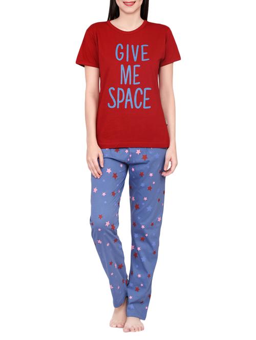 quirky text tee with pajama set  - 15059000 - Very Small Image - 1