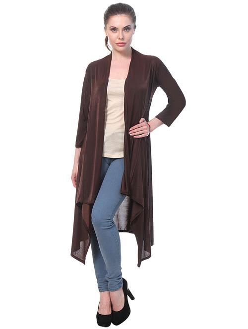 brown hosiery asymmetric shrug - 15059254 - Very Small Image - 1