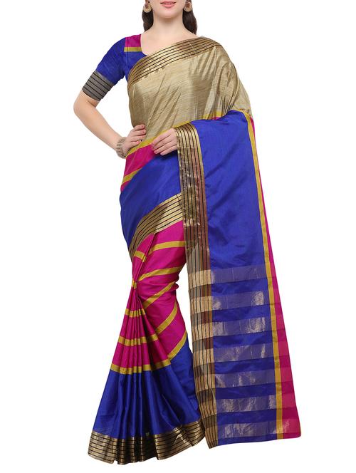pink cotton silk woven saree with blouse - 15059494 - Very Small Image - 1