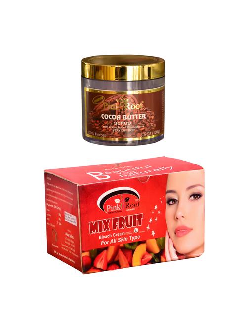 pink root mix fruit bleach 250gm and pink root cocoa butter scrub 100gm - 15059892 - Very Small Image - 1