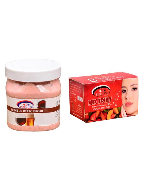 pink root mix fruit bleach 250gm and pink root wine & beer scrub 500ml - 15059941 - Very Small Image - 1