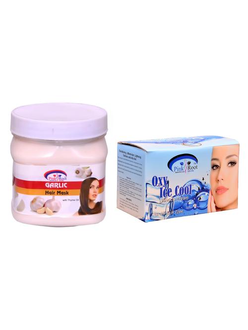 pink root oxy ice cool bleach 250gm and pink root garlic hair mask 500ml - 15060037 - Very Small Image - 1
