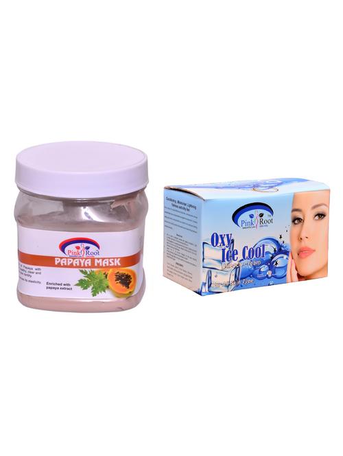 pink root oxy ice cool bleach 250gm and pink root papaya mask 500ml - 15060038 - Very Small Image - 1