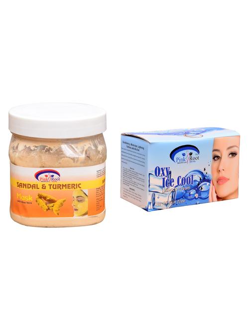 pink root oxy ice cool bleach 250gm and pink root sandal & turmeric mask 500ml - 15060040 - Very Small Image - 1