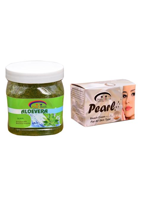 pink root pearl bleach 250gm and pink root aloe vera scrub 500ml - 15060103 - Very Small Image - 1