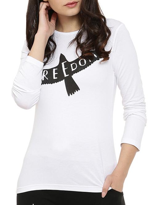 women's chest print round neck t-shirt - 15060696 - Very Small Image - 1