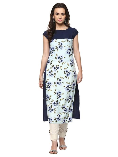 white crepe straight kurta - 15061739 - Very Small Image - 1