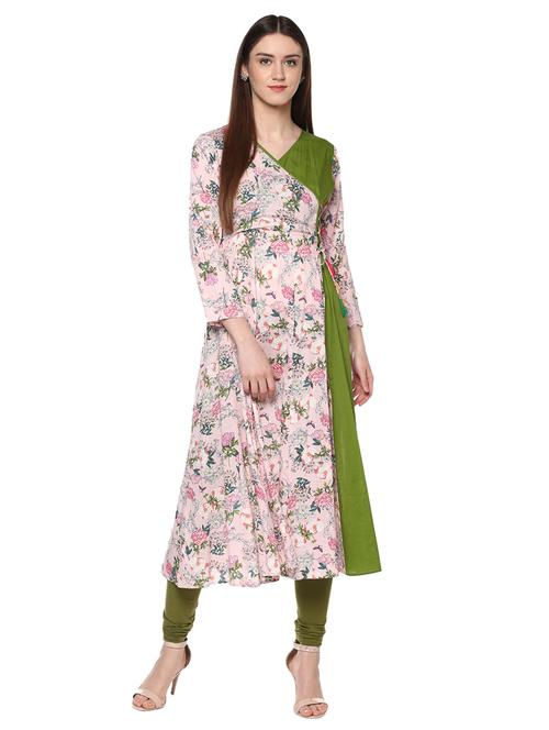 printed angrakha kurta - 15061741 - Very Small Image - 1